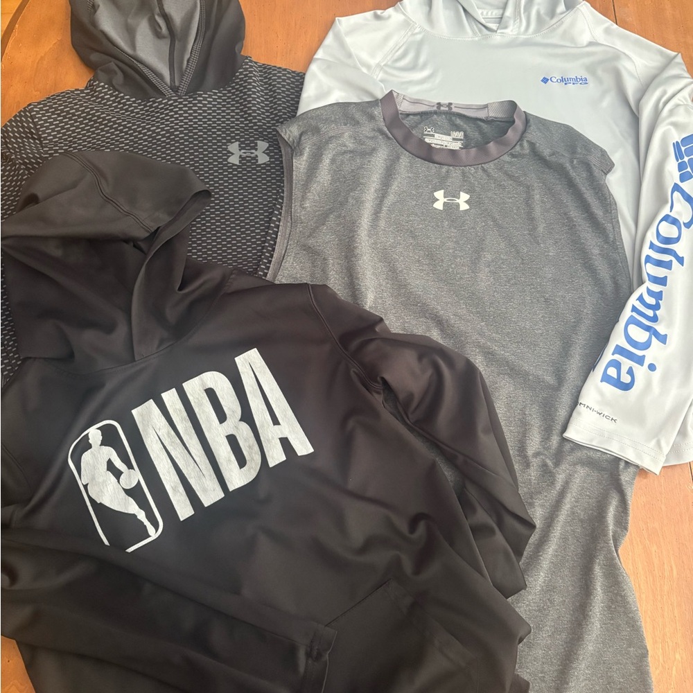 Under Armour and Columbia Hooded tshirts and compression shirt - YL